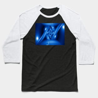 Blue Abstract Fractal Baseball T-Shirt